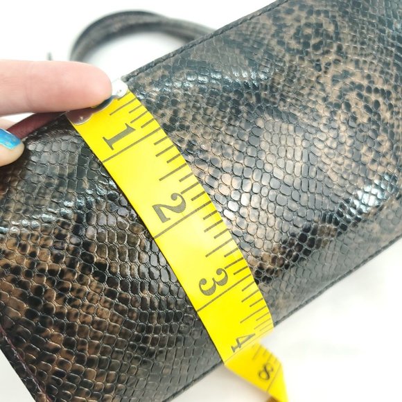 Gianni Bini Womens Merlot Wine Faux Leather Reptile Print Shoulder Handbag Purse - Picture 9 of 13